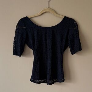 Guess Black Lace Scoop Neck Top